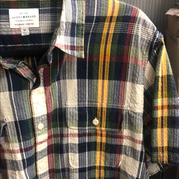 Lucky Brand Multi Color Plaid Casual Button Down Shirt - Picture 3 of 7